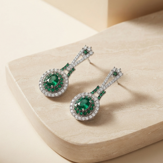 Green Droplet Earrings