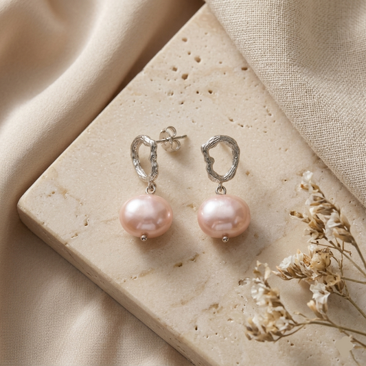 PINK DROP PEARL EARRING