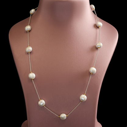 White Oval Pearl Necklace