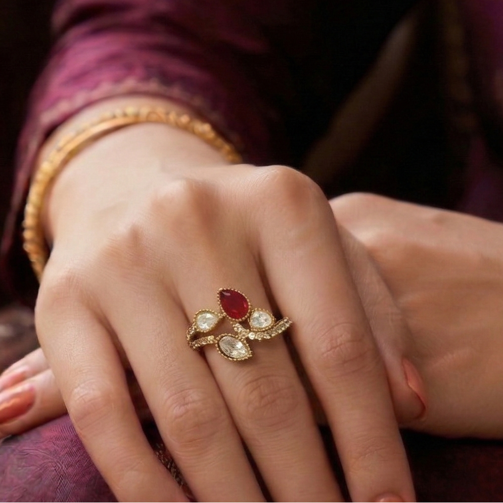 ruby stone pokli ring