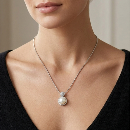 zirconia and pearl pendant set