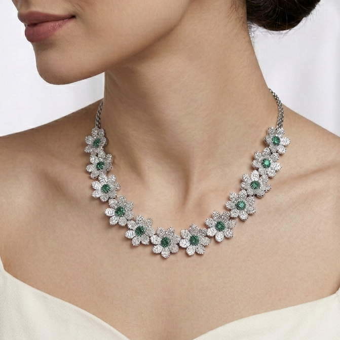 Lush Green Stone Necklace Set