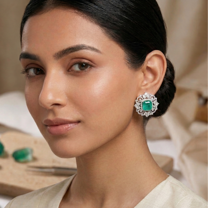 Aqua Colour AD Studs Earrings
