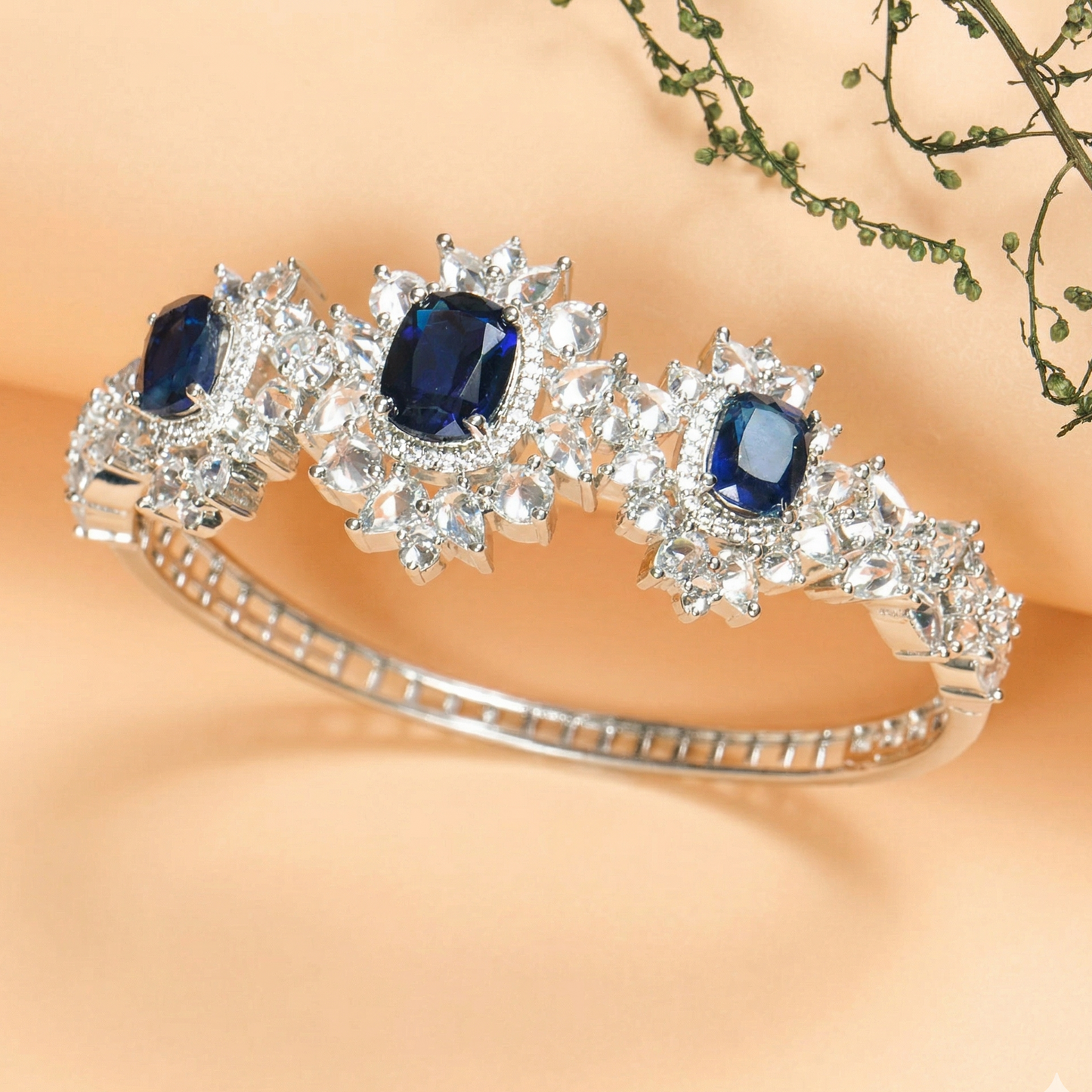 Devika Blue Stone Openable Zirconia Bracelet