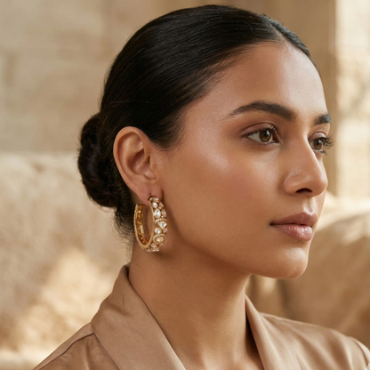 Antique Polki Hoop Earrings