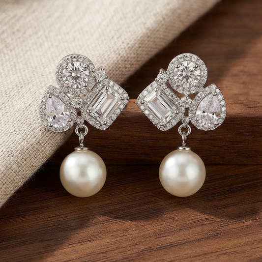 Crystal Pearl Drop Earrings