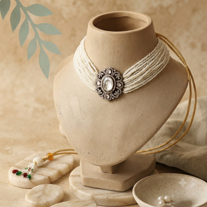 White Victorian Choker Necklace