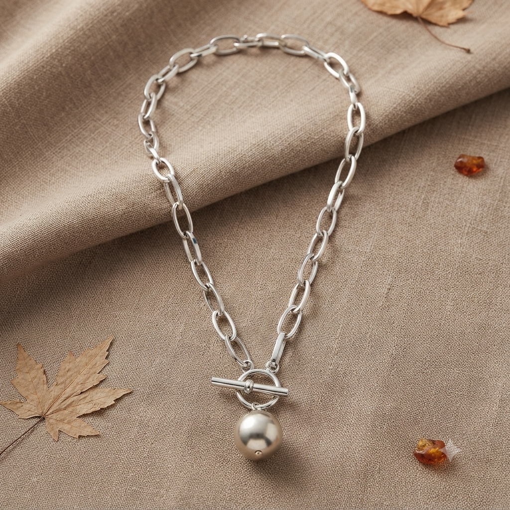 Modern Ball Silver Necklace