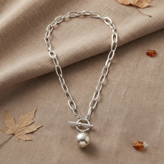 Modern Ball Silver Necklace