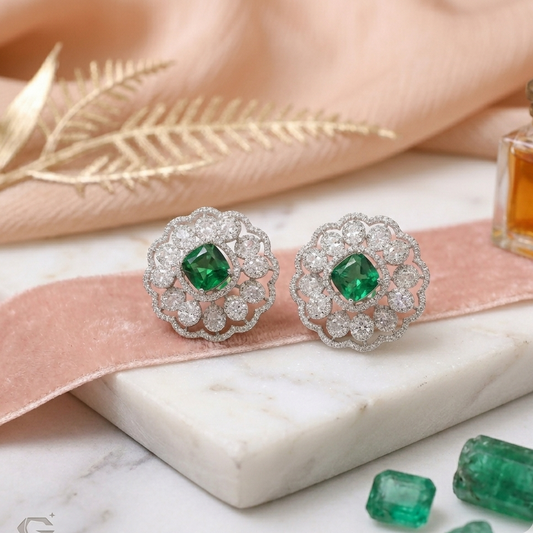 Emerald Toned Zirconia Earrings