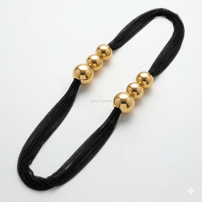 Black And Gold Beads Necklace