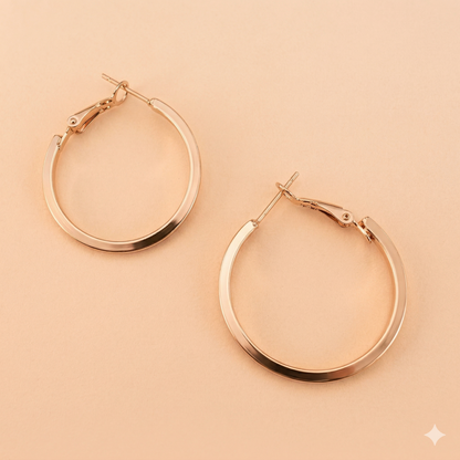 Gold Plain Medium hoop Earrings
