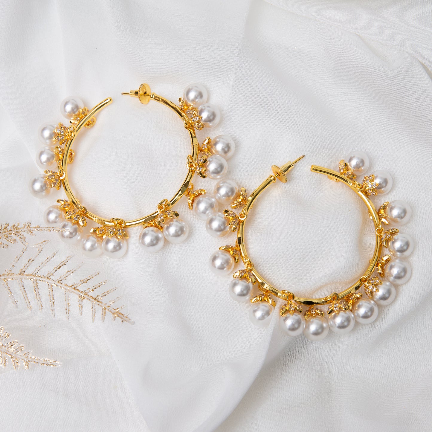 Pearl Drop Hoop Earrings