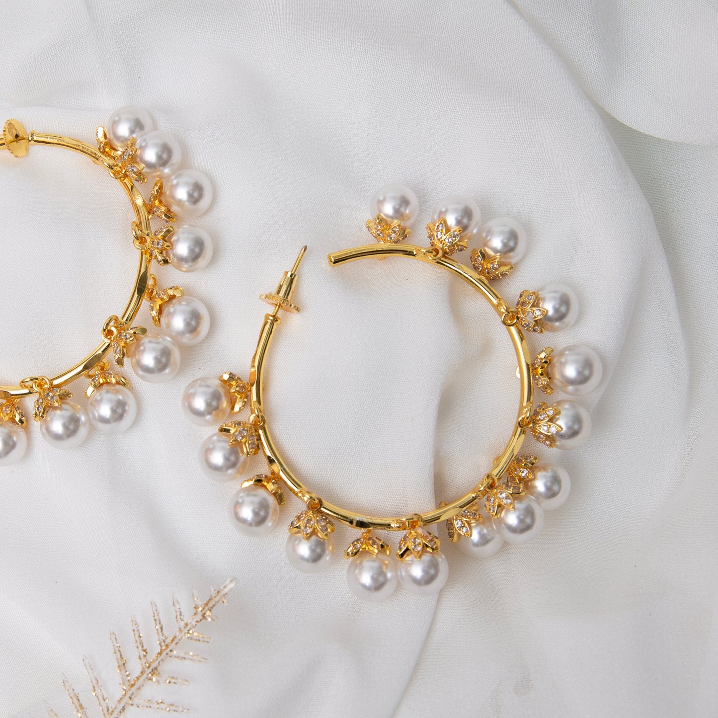 Pearl Drop Hoop Earrings