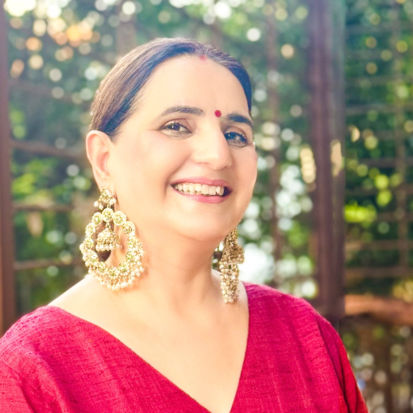 Green Stone Jadau Earrings