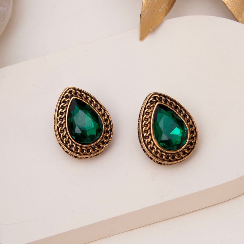 Green Colour Antique Stud Earrings