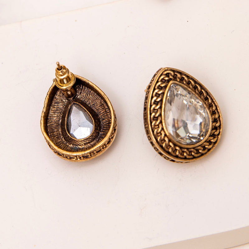 White Antique Stud Earrings