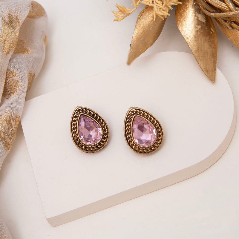 Pink Toned Antique Stud Earrings