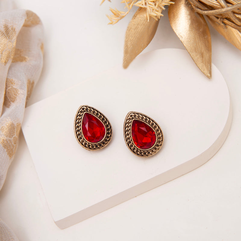 Red Antique Stud Earrings