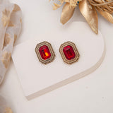Rubina Red Antique Stud Earrings