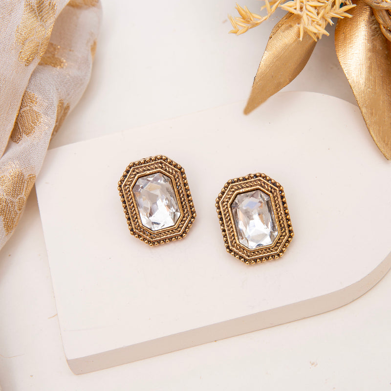 Rubina White Toned Stud Earrings