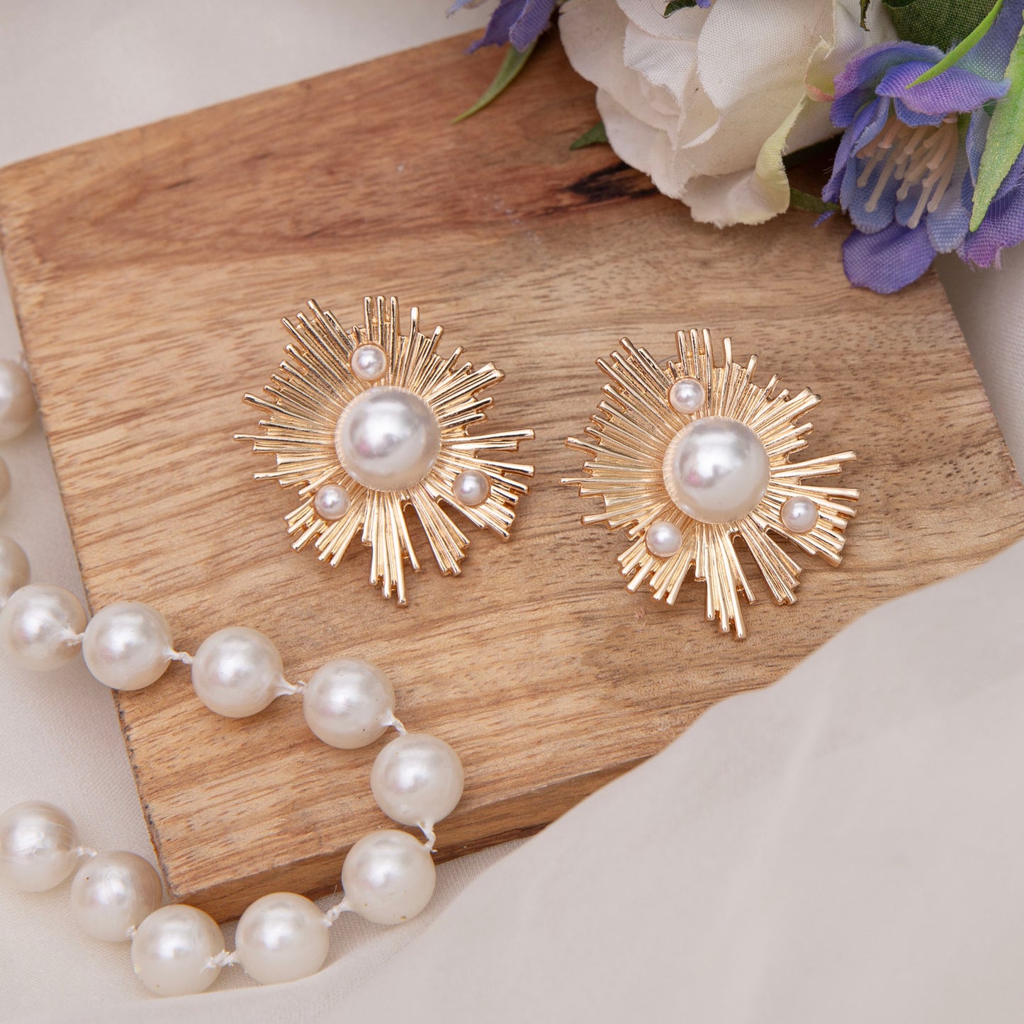 Rose Pearl Stud Earrings