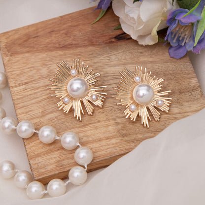 Rose Pearl Stud Earrings