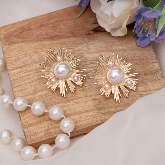 Rose Pearl Stud Earrings