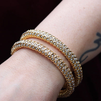 Gold and Pearl Jadau Bangles