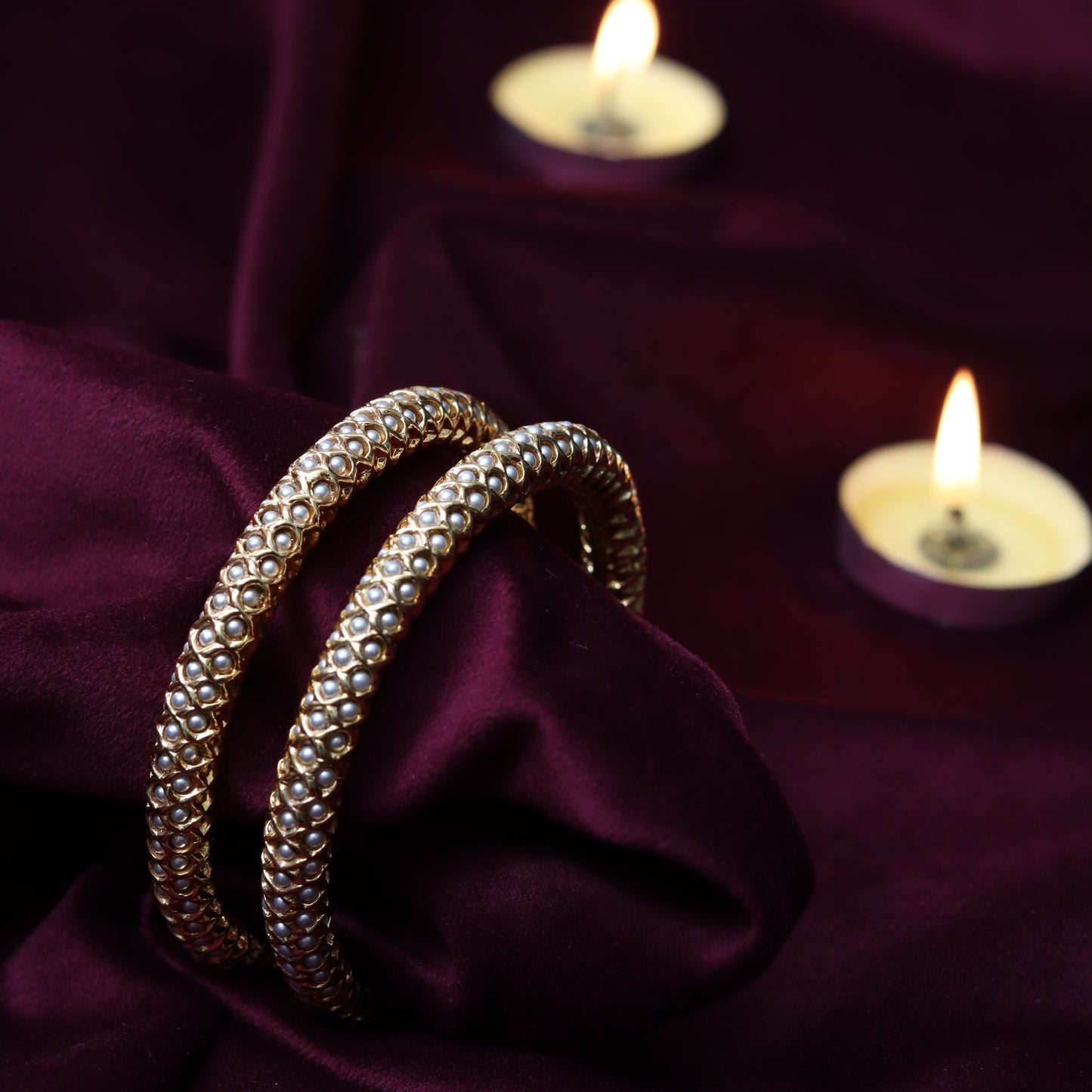 Gold and Pearl Jadau Bangles