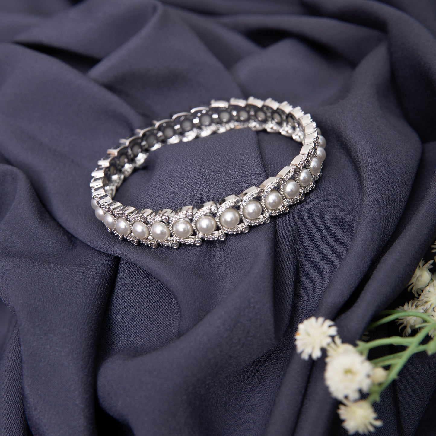 Pearl Studded CZ Bangle