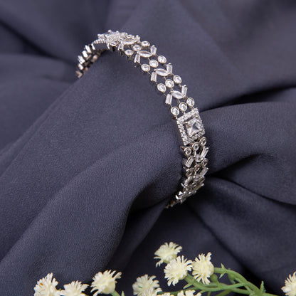 Rhodium Plated Zirconia Bangle