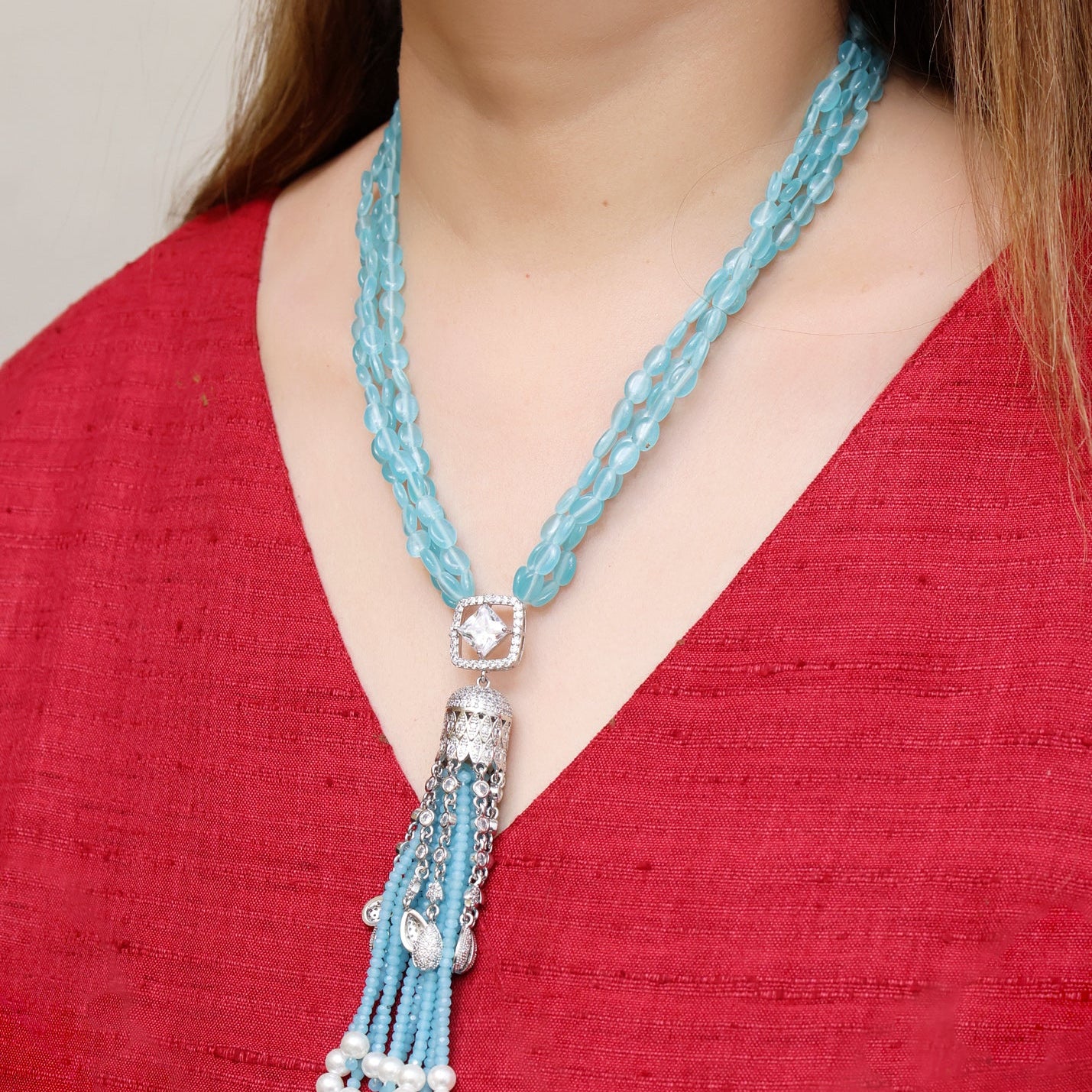 Aqua Beads Necklace Set