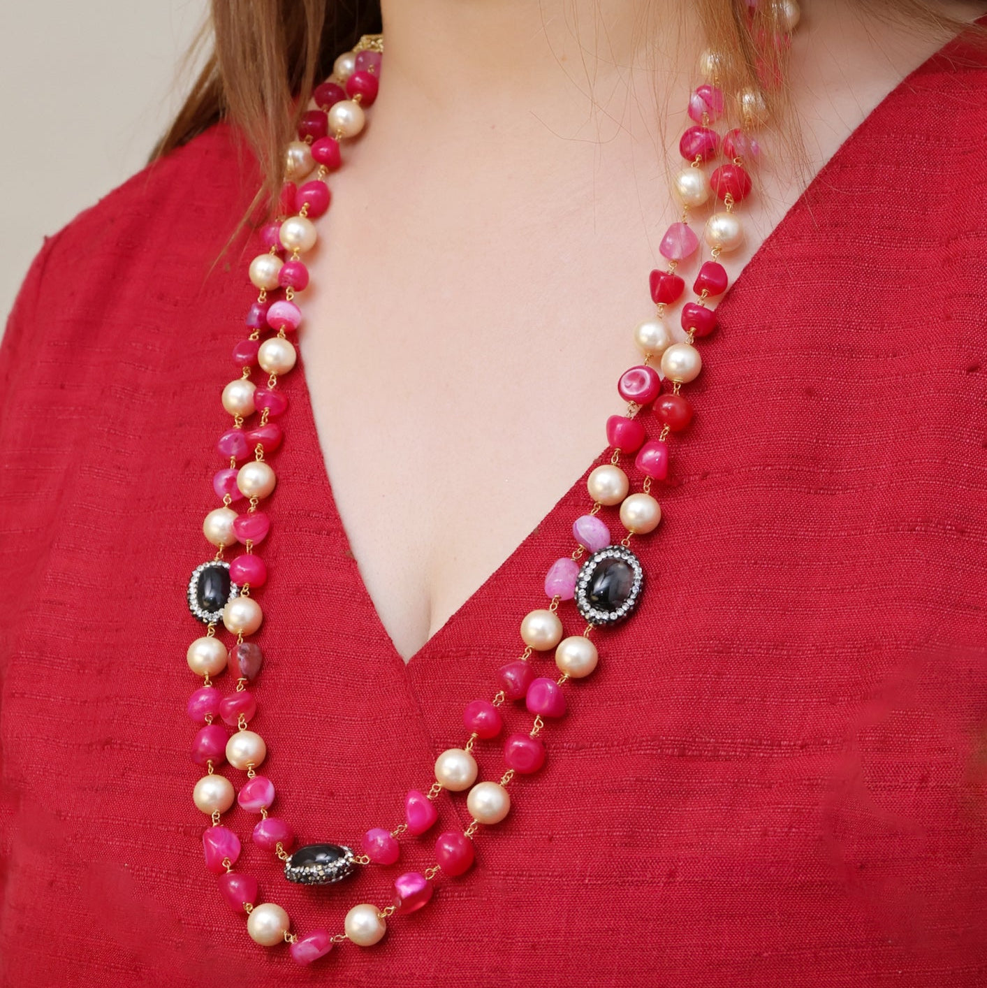 Rukhsana Pink Toned Necklace