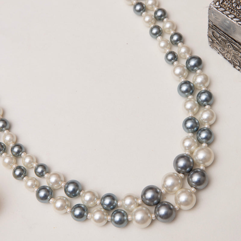 Grey and White Necklace Set