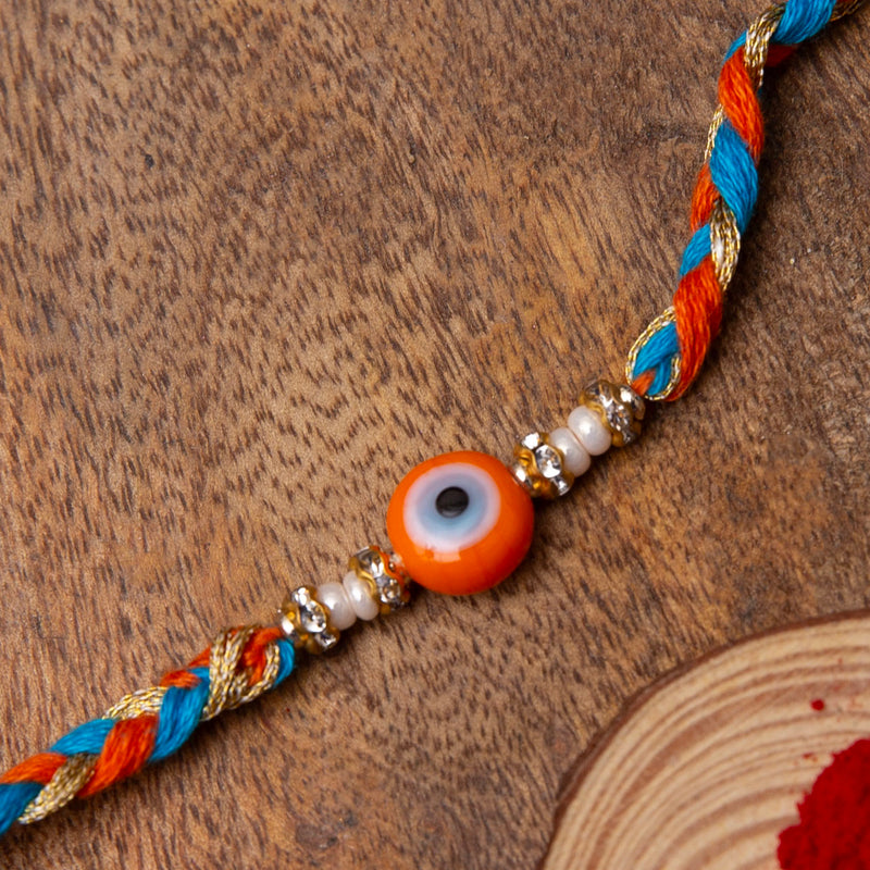 Orange Evil Eye Rakhi