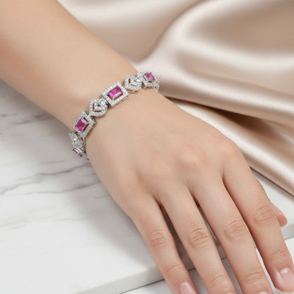 Ruby Coloured Tennis Bracelet
