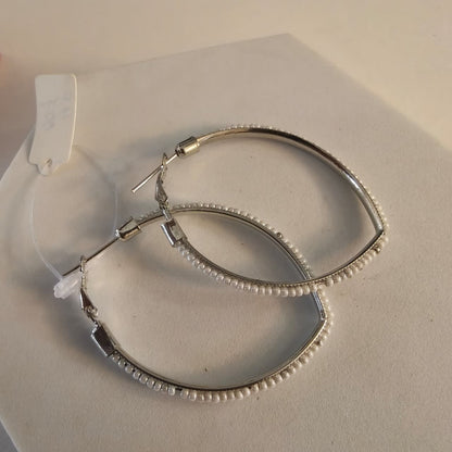 Oval Pearl Hoops
