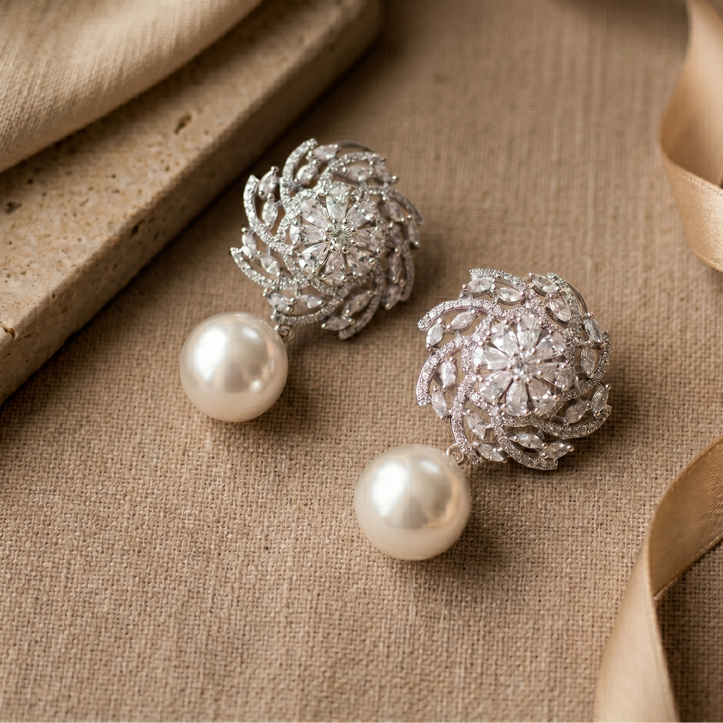 Silver with pearl earring