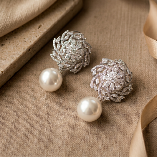 Silver with pearl earring