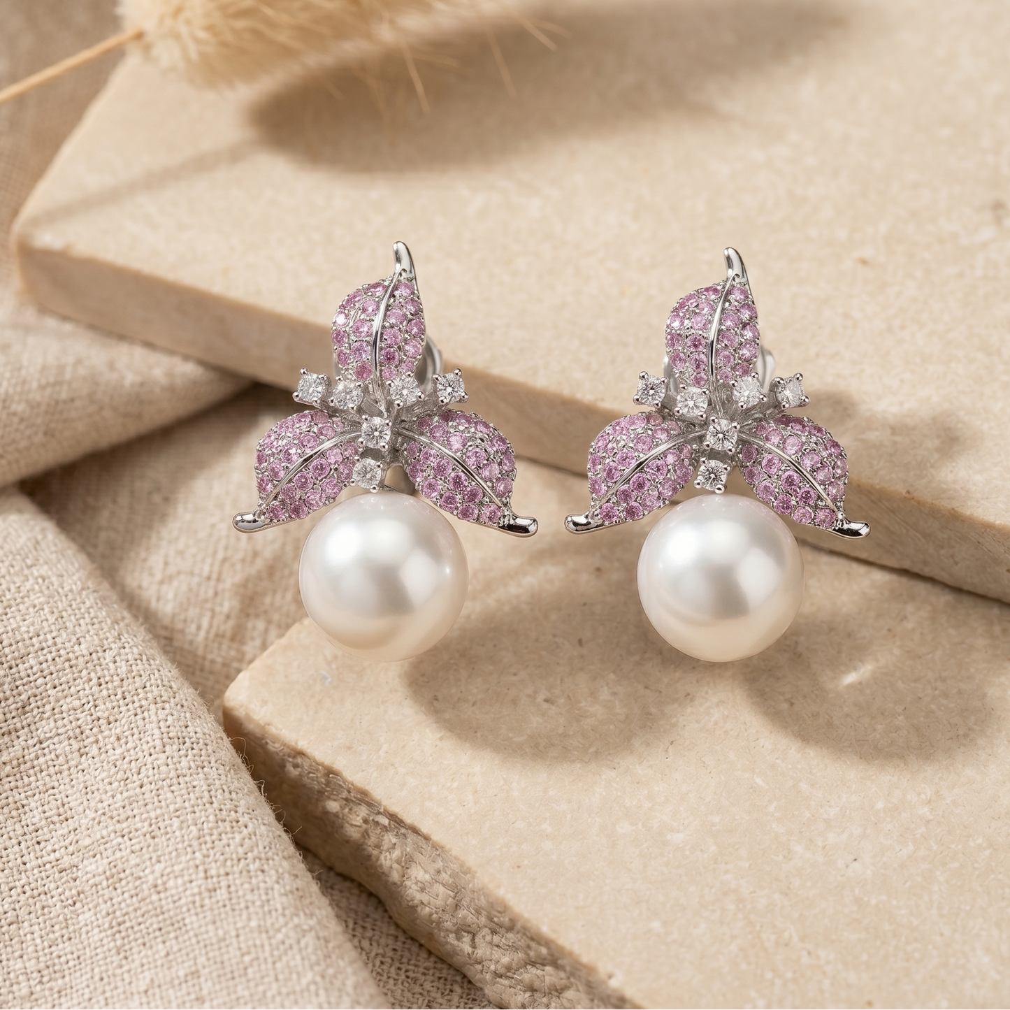 Roseate Petal Pearl Earrings