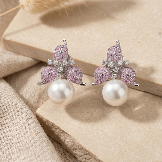Roseate Petal Pearl Earrings