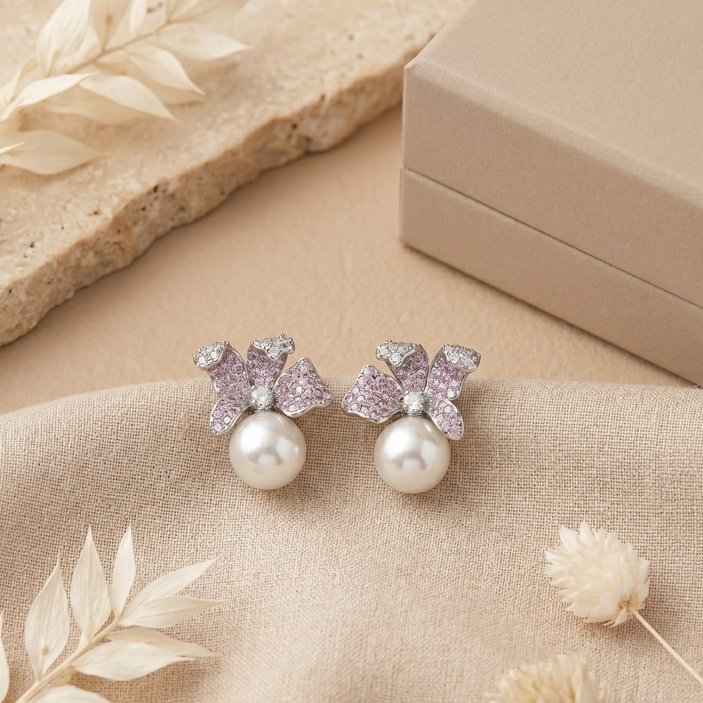 Floral Grace Pearl Drop Earrings