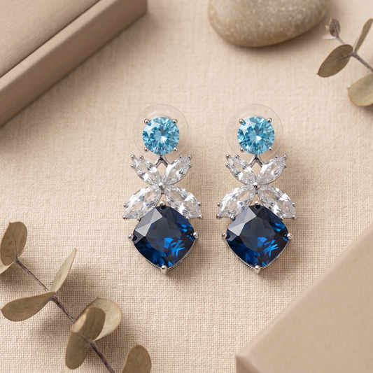 Blue Stone Studded Earrings