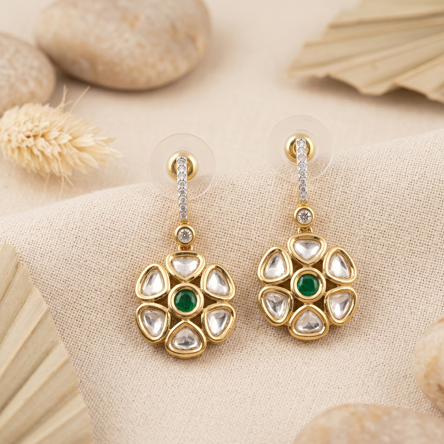 Middle green stone earrings