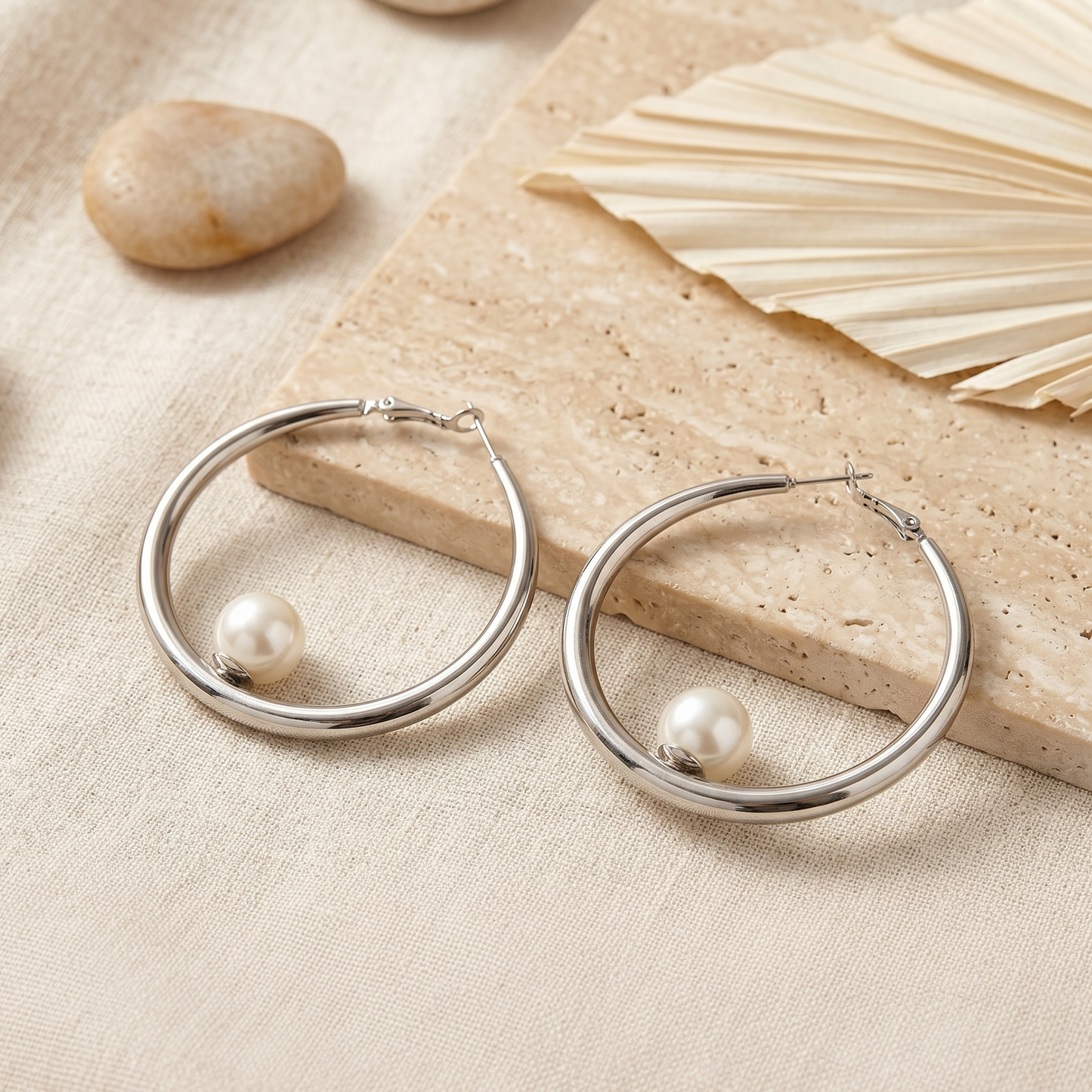 Silver with pearl earrings