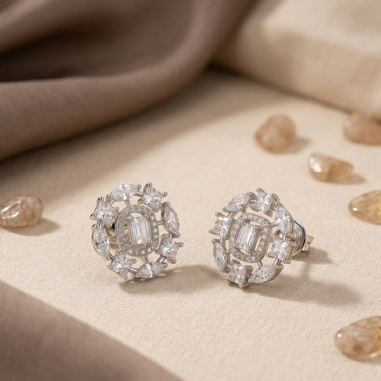 White Stone Earrings