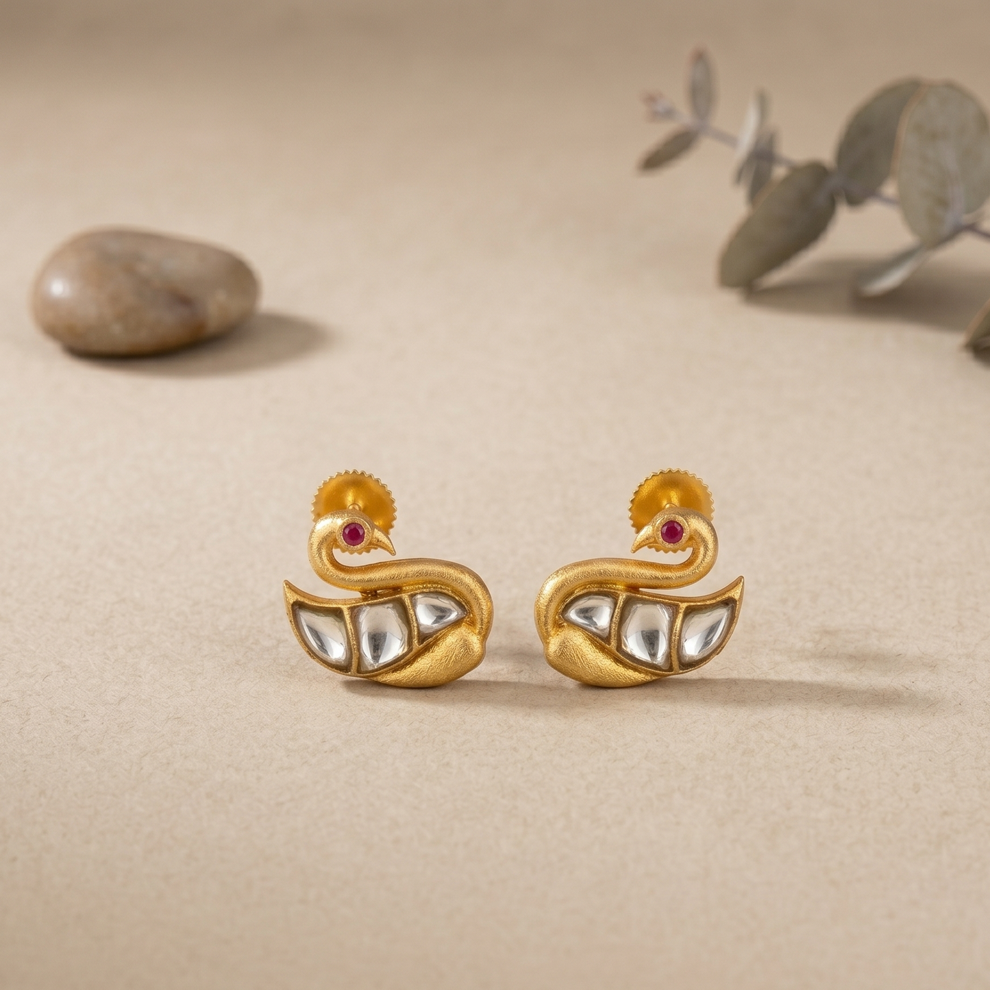 White stone peacock earrings