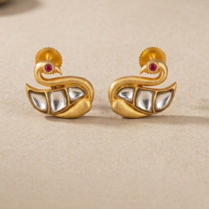 Swan Kundan Stud Earrings