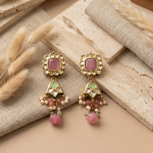 Pink stone earrings